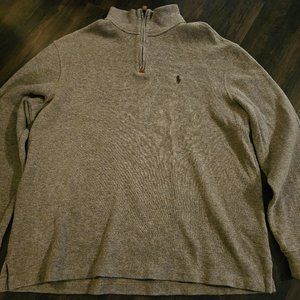 POLO RALPH LAUREN Cotton Estate Rib Mock Neck 1/4 Zip Sweater, Beige Mens L